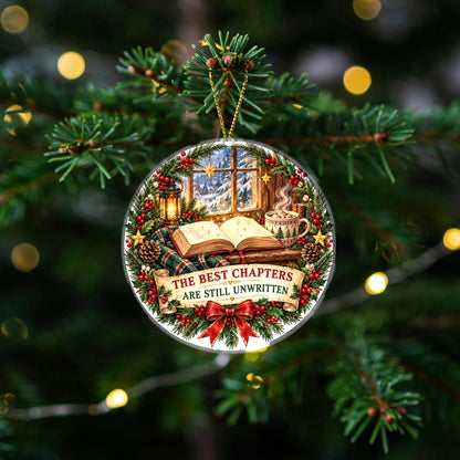 Unwritten Chapters Ceramic Book Lovers Christmas Ornament