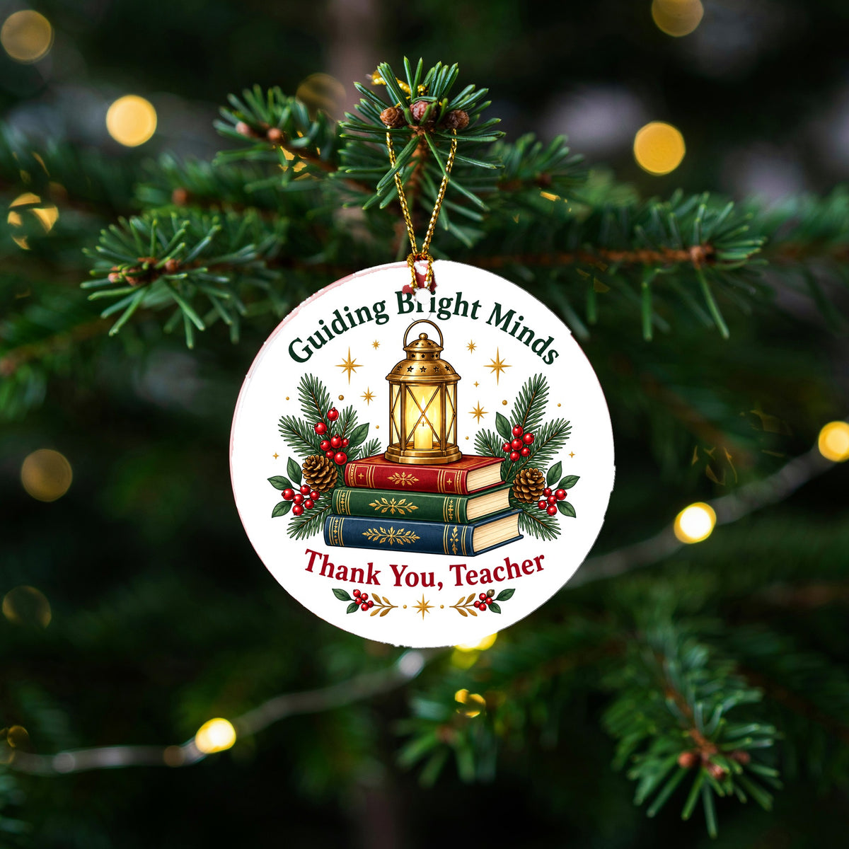 Guiding Bright Minds Teacher Ornament, Ceramic Holiday Keepsake