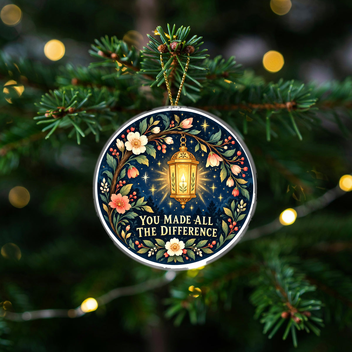Folk Art Guiding Lantern Ceramic Christmas Ornament for Appreciation