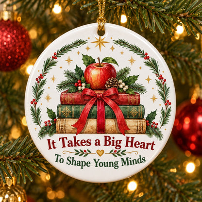 Teacher Storybook Hearth Ceramic Christmas Ornament, Thank You Gift