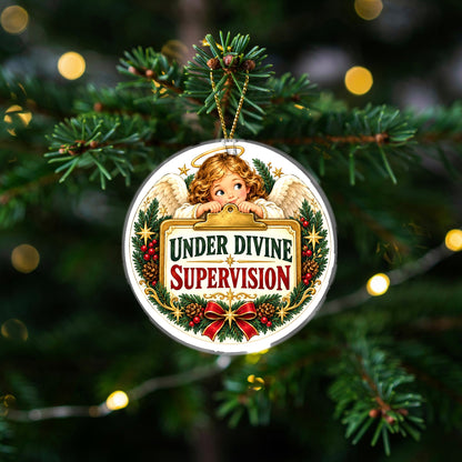 Divine Supervision Angel Ceramic Christmas Tree Ornament