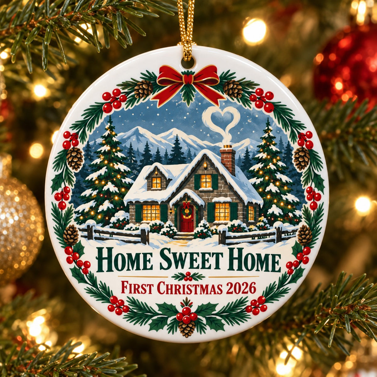 Home Sweet Home 2026 Ceramic Christmas Ornament for New Homeowners