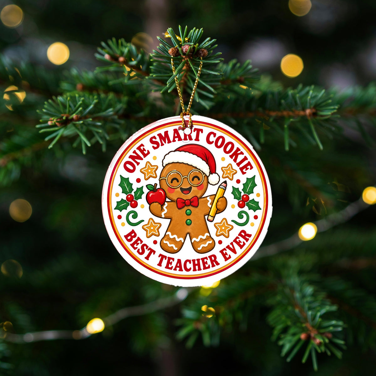 Smart Cookie Teacher Christmas Ornament, Holiday Gift for Educators