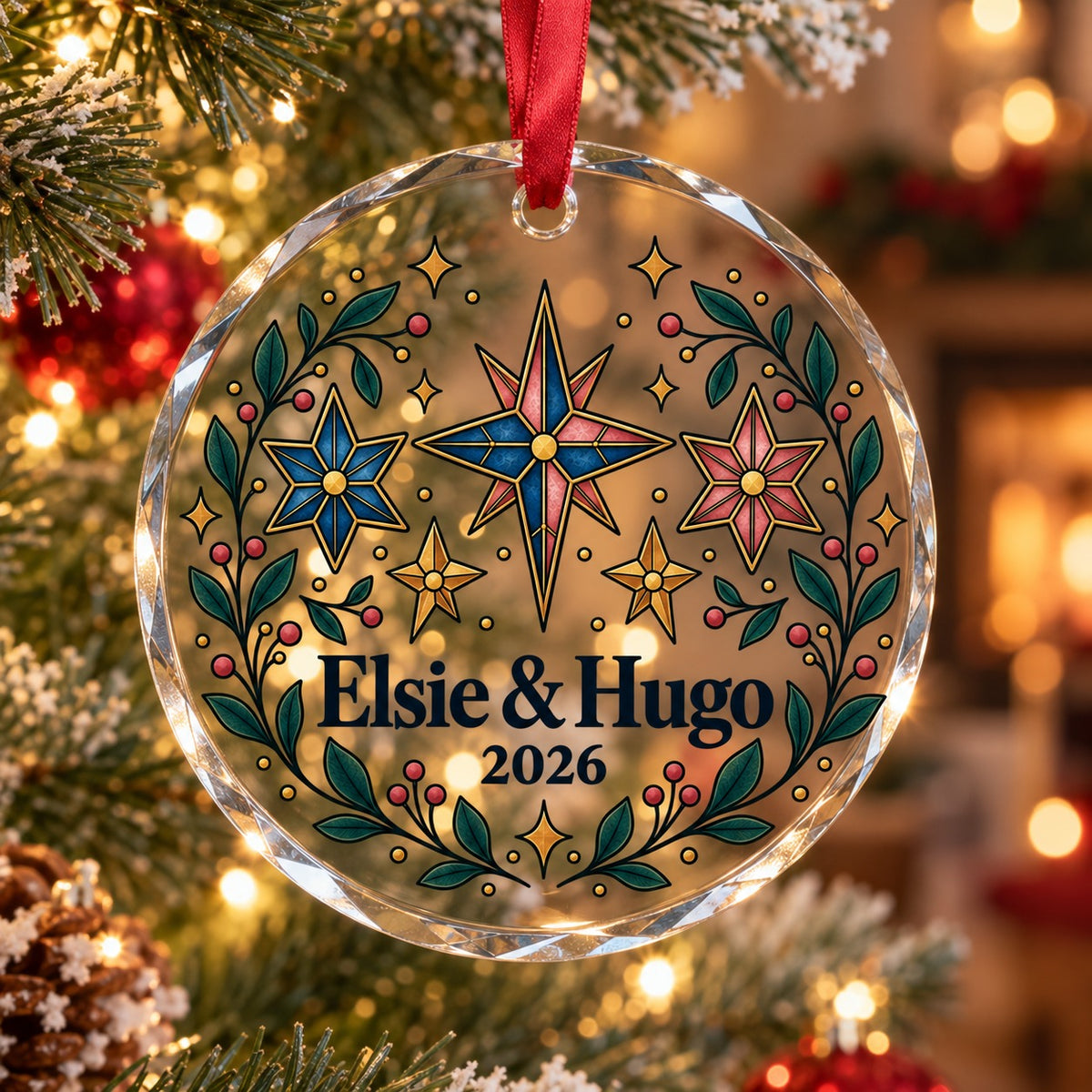 Grandparents Family Celestial Keepsake Glass Ornament
