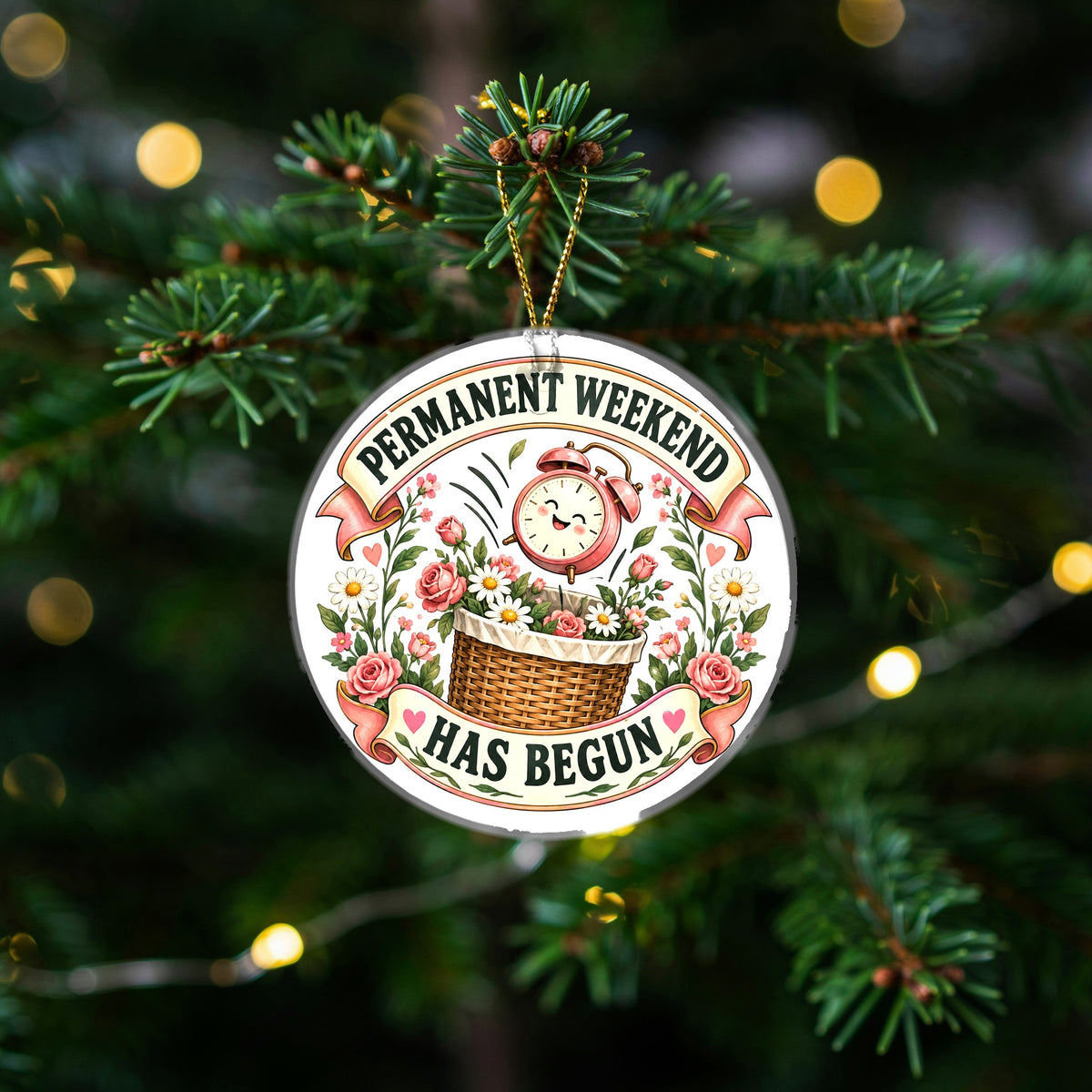 Permanent Weekend Ceramic Retirement Christmas Ornament
