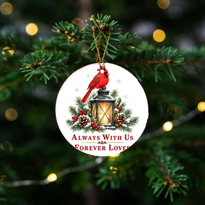 Luminous Remembrance Lantern Cardinal Memorial Ceramic Christmas Ornament