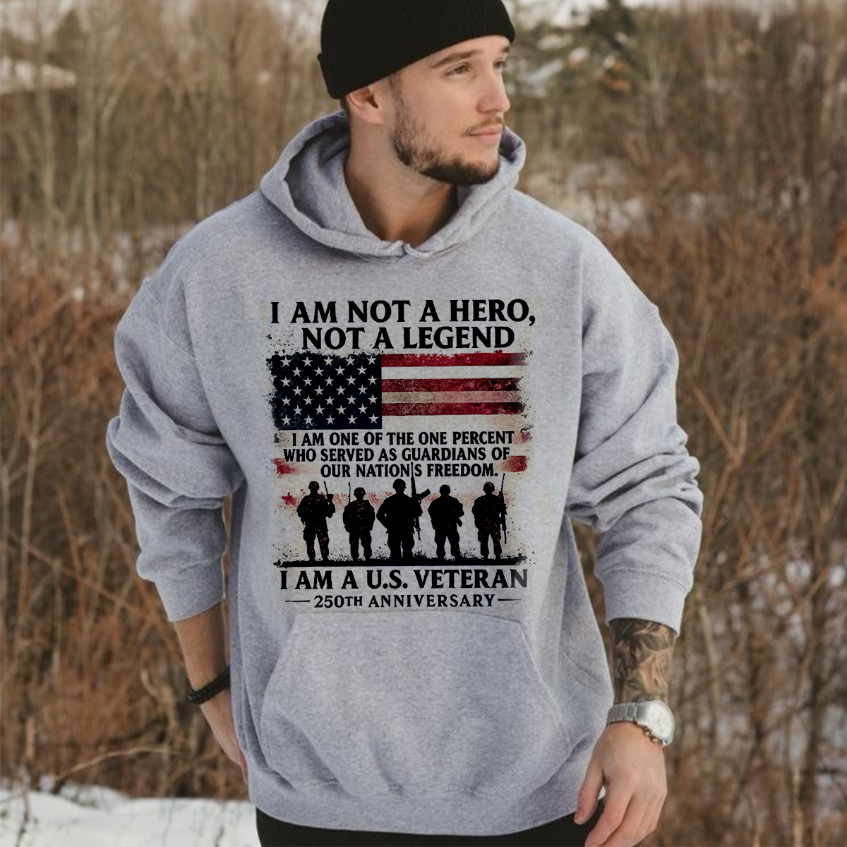 U.S. Veteran 250th Anniversary T-shirt, Patriotic Military Tee for Veterans, I Am Not a Hero Design