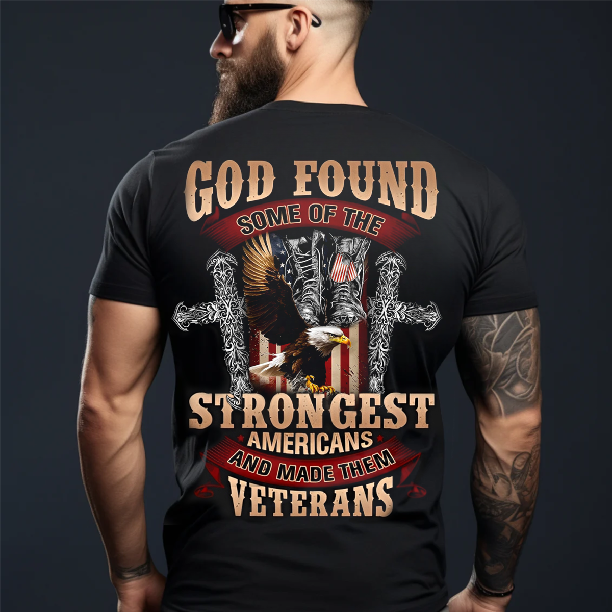 God Found the Strongest Americans – Patriotic USA Eagle Graphic Tee