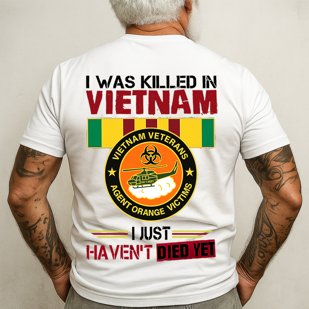 Vietnam Veteran "I Was Killed in Vietnam" Agent Orange Victims T-Shirt – UH-1 Huey Helicopter Military Tee, Gift for Him