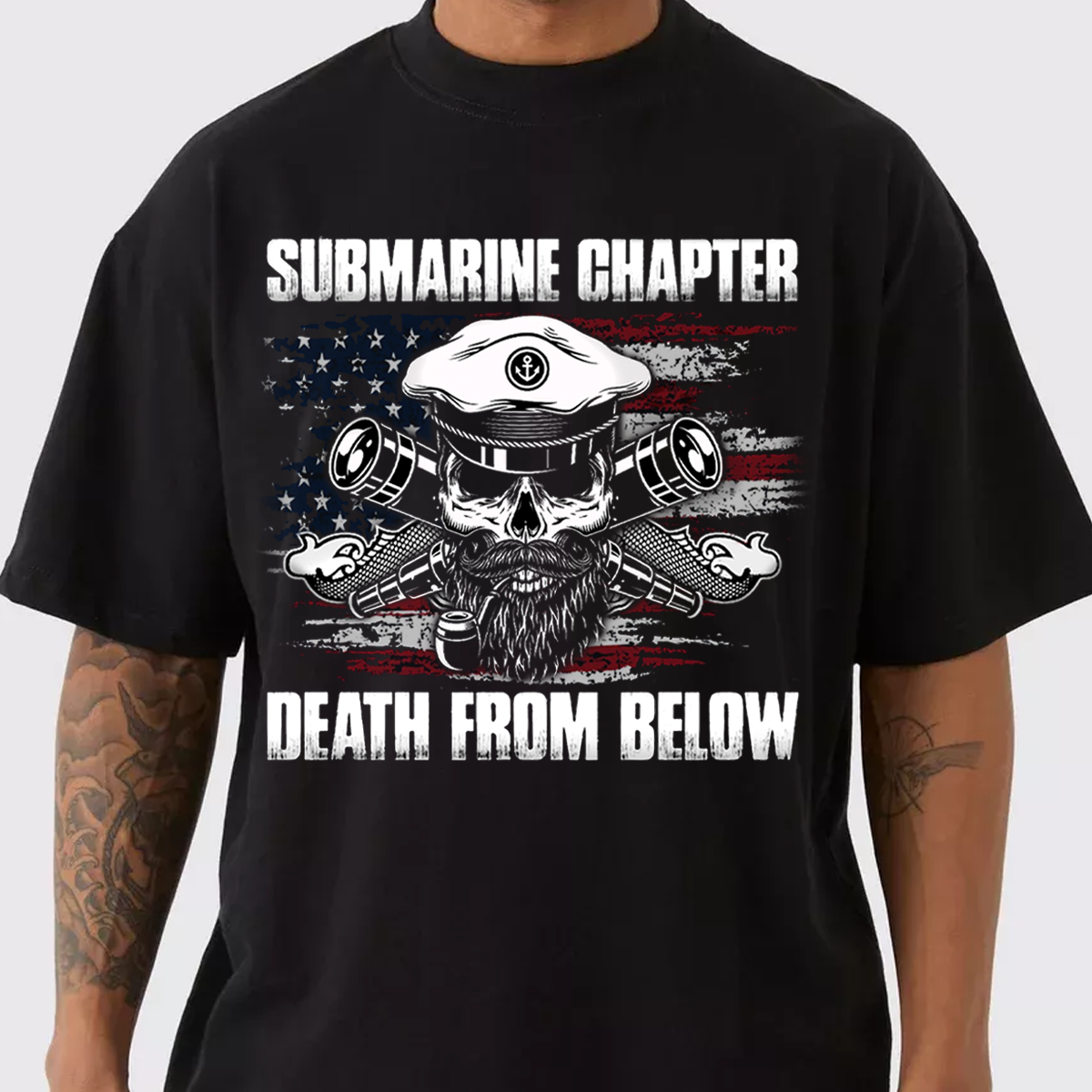 Submarine Veteran Skull T-Shirt – Death From Below Navy Military Chapter Tee