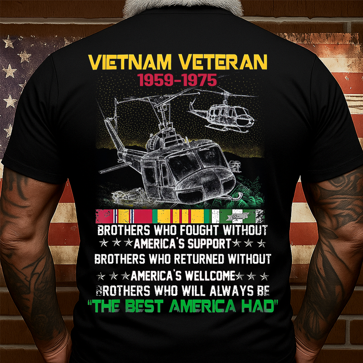 Vietnam Veteran The Best America Had Tee, 1959-1975 Army Military Tribute UH-1 Huey Helicopter Shirt