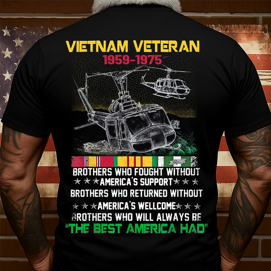 Vietnam Veteran The Best America Had Tee, 1959-1975 Army Military Tribute UH-1 Huey Helicopter Shirt