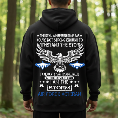 I Am The Storm Air Force Veteran Shirt – Patriotic Eagle & Fighter Jet Design for Military Heroes T-Shirt, SweatShirt, Hoodie, Gift for USAF Veterans Day