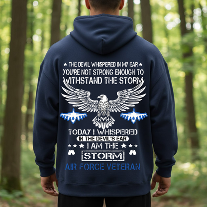 I Am The Storm Air Force Veteran Shirt – Patriotic Eagle & Fighter Jet Design for Military Heroes T-Shirt, SweatShirt, Hoodie, Gift for USAF Veterans Day