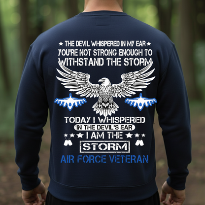 I Am The Storm Air Force Veteran Shirt – Patriotic Eagle & Fighter Jet Design for Military Heroes T-Shirt, SweatShirt, Hoodie, Gift for USAF Veterans Day