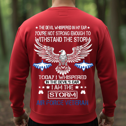 I Am The Storm Air Force Veteran Shirt – Patriotic Eagle & Fighter Jet Design for Military Heroes T-Shirt, SweatShirt, Hoodie, Gift for USAF Veterans Day