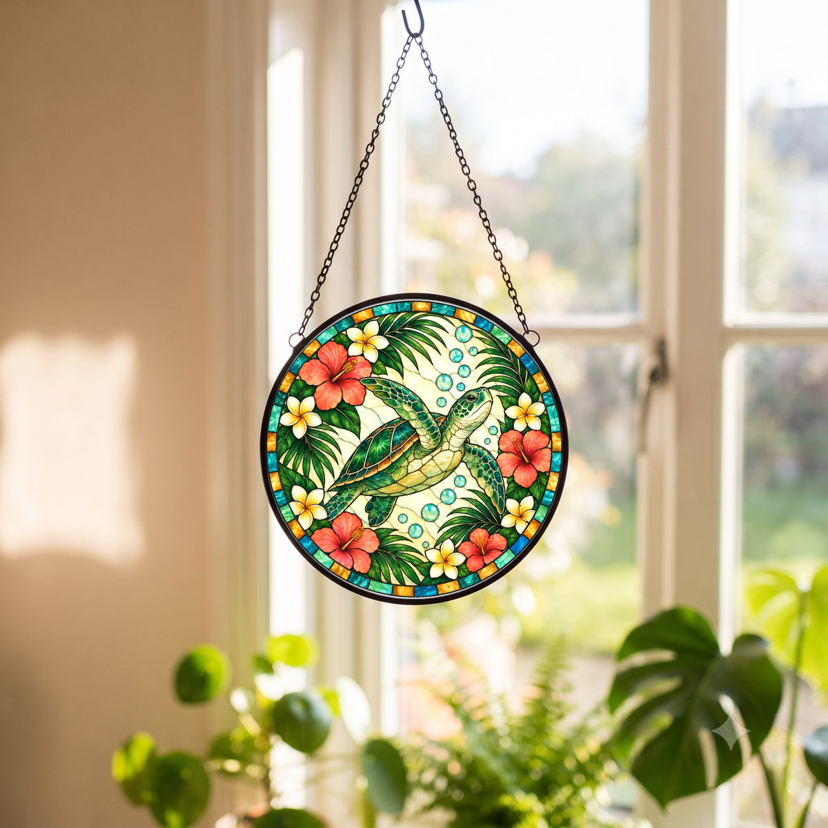 Serene Sea Turtle Suncatcher Ornament for Coastal Window Decor