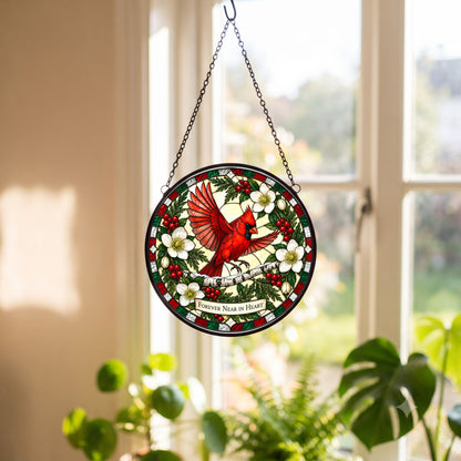 Winter Messenger of Hope Cardinal Suncatcher Memorial Window Ornament