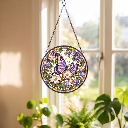 Maternal Wings Butterfly Glass Suncatcher Hanging Window Ornament