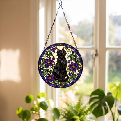 Midnight Familiar Black Cat Suncatcher Hanging Window Ornament