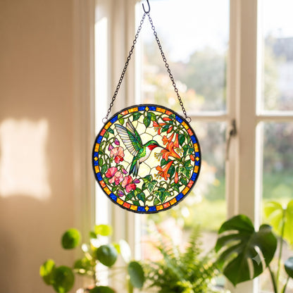 Ruby Nectar Glow Hummingbird Suncatcher Window Hanging Ornament