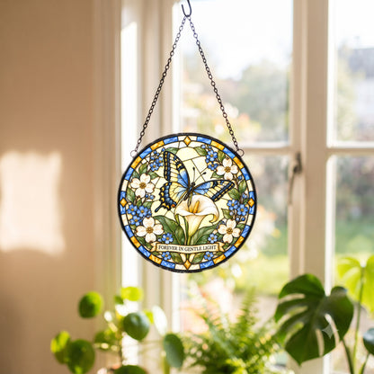 Whispers of Peace Butterfly Memorial Suncatcher Glass Window Ornament