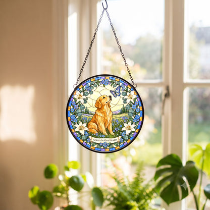 Forever Loved Dog Memorial Suncatcher Glass Window Hanging Ornament