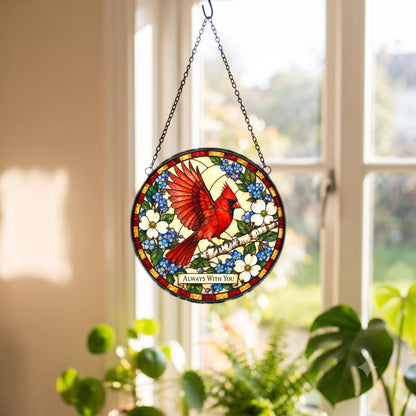 Cardinal Memorial Suncatcher Glass Window Hanging Ornament