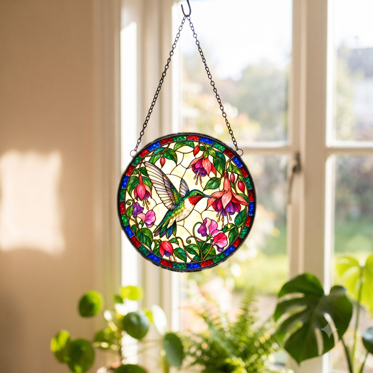 Ruby Hummingbird Suncatcher Window Hanging Ornament for Garden Lovers