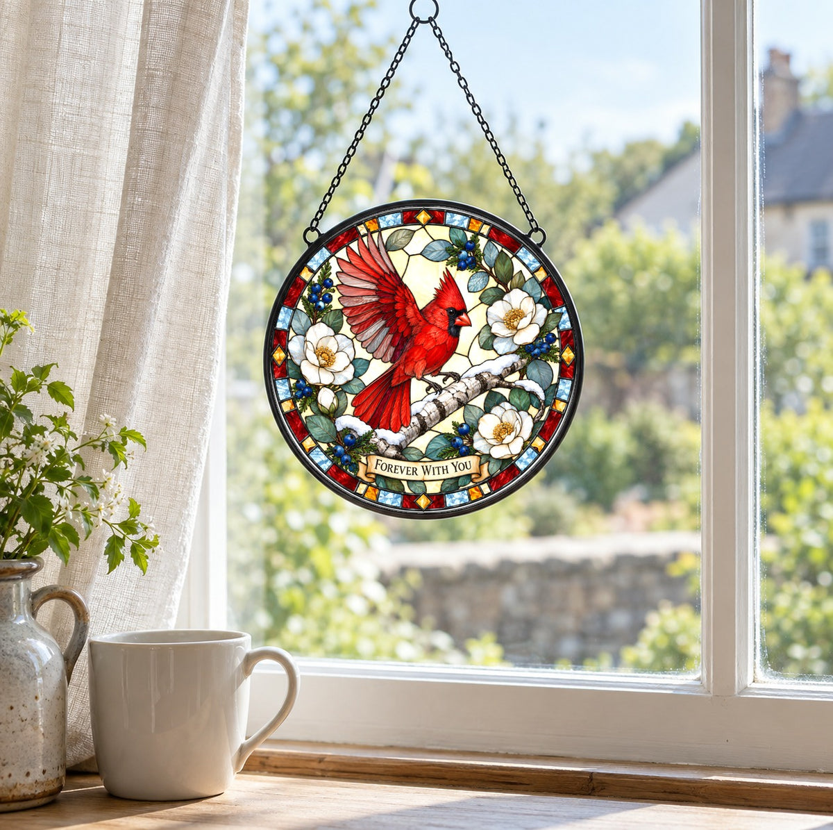 Cardinal Forever With You Memorial Suncatcher Ornament
