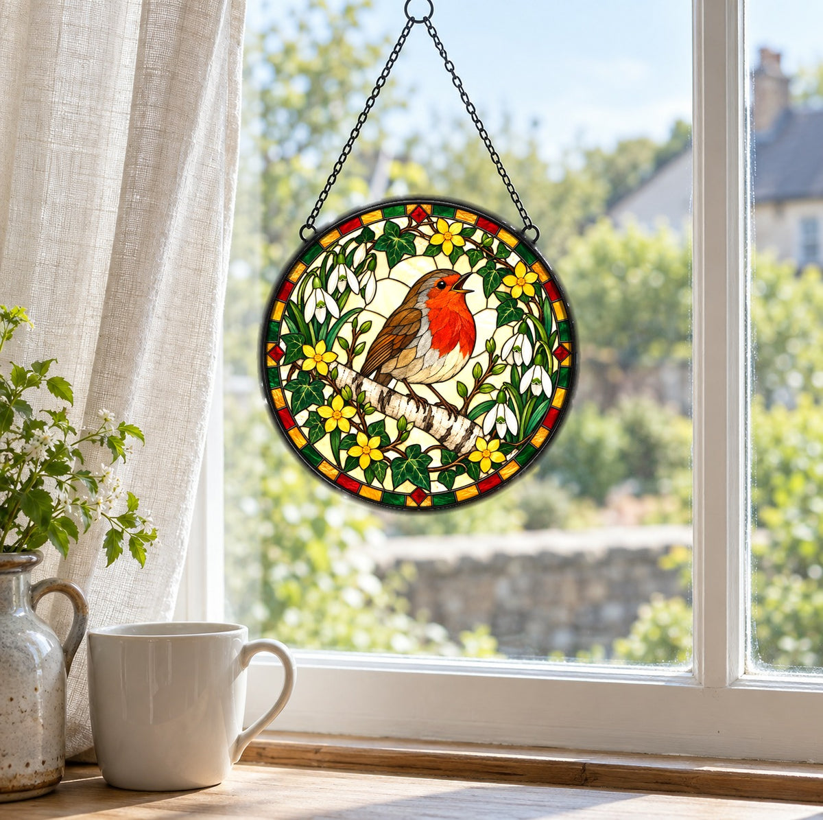 Song of Hope Robin Suncatcher Hanging Glass Window Ornament