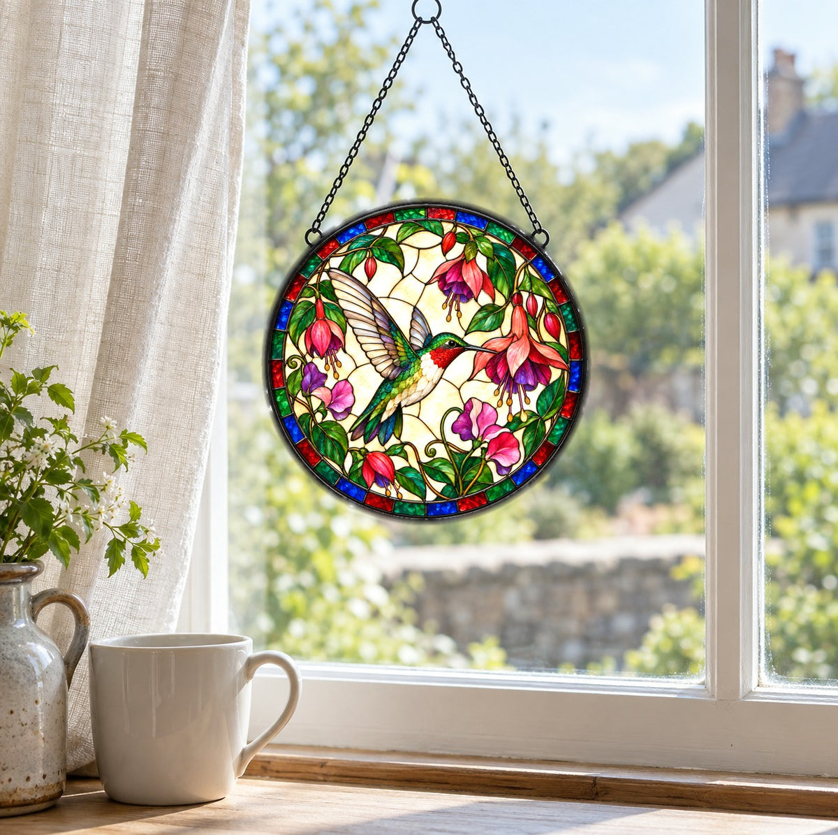 Ruby Hummingbird Suncatcher Window Hanging Ornament for Garden Lovers