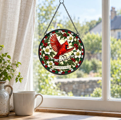 Winter Messenger of Hope Cardinal Suncatcher Memorial Window Ornament