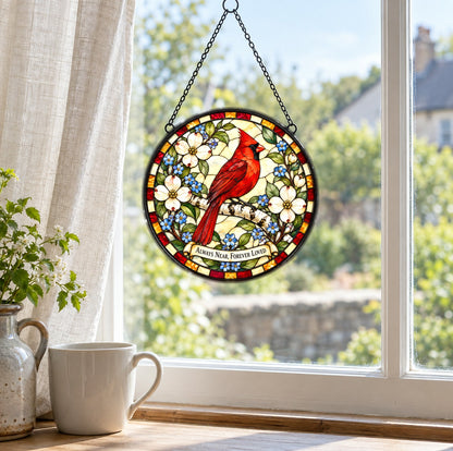 Cardinal of Comfort Memorial Suncatcher, Bereavement Glass Ornament