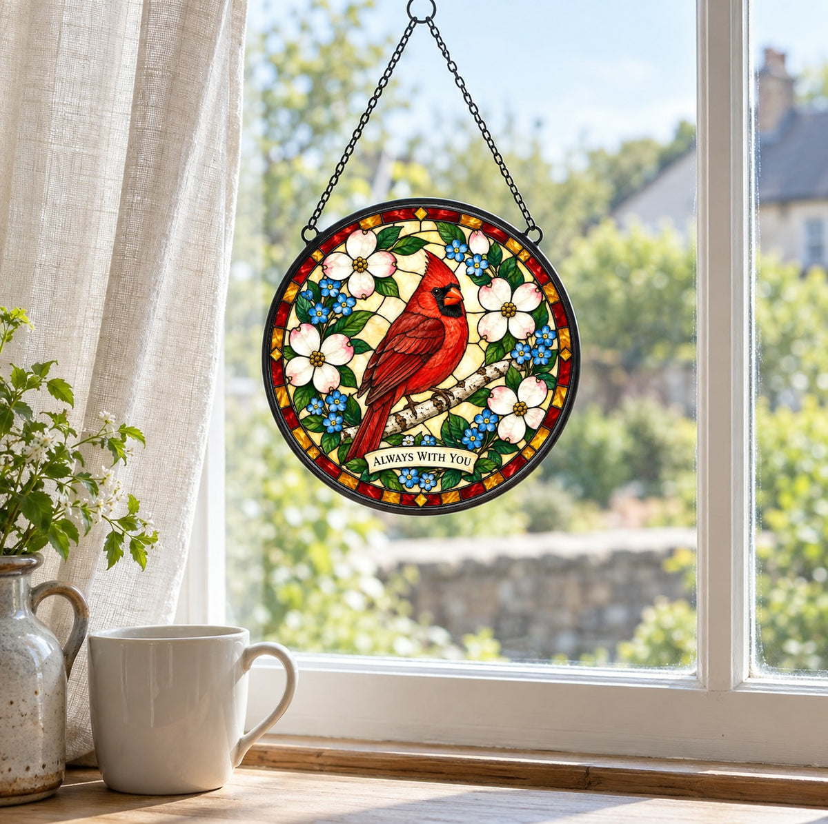 Cardinal of Solace Suncatcher Memorial Window Ornament