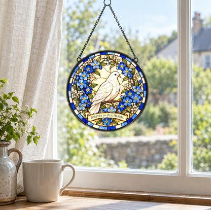 Dove of Remembrance Suncatcher, Glass Memorial Window Ornament