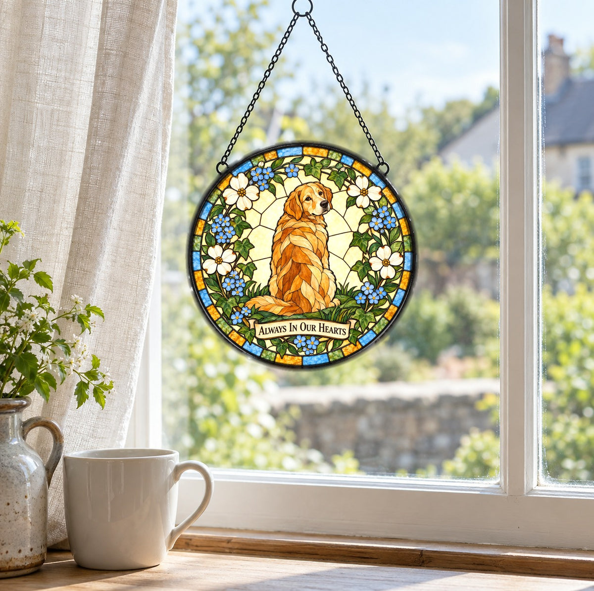 Faithful Friend Pet Memorial Suncatcher Dog Loss Window Hanging