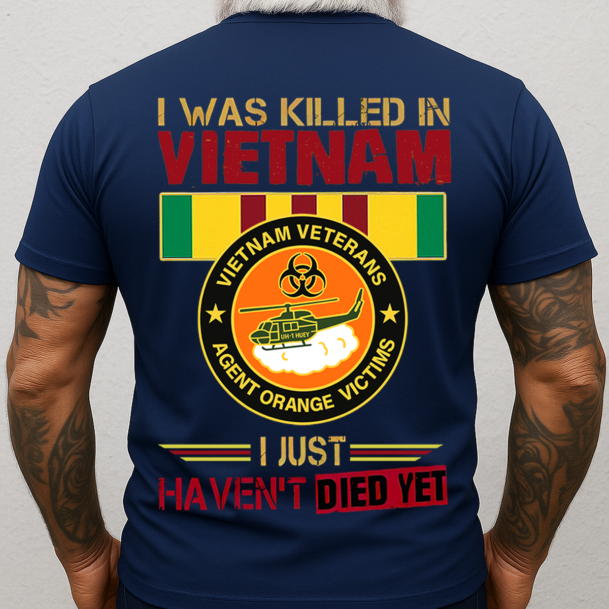 Vietnam Veteran "I Was Killed in Vietnam" Agent Orange Victims T-Shirt – UH-1 Huey Helicopter Military Tee, Gift for Him