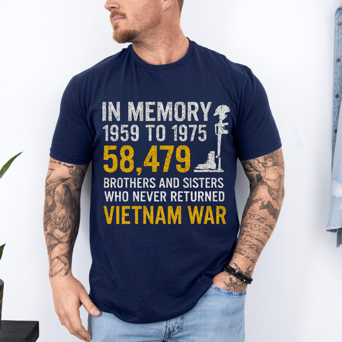 Vietnam War Memorial T-Shirt - In Memory 58,479 Brothers and Sisters Who Never Returned