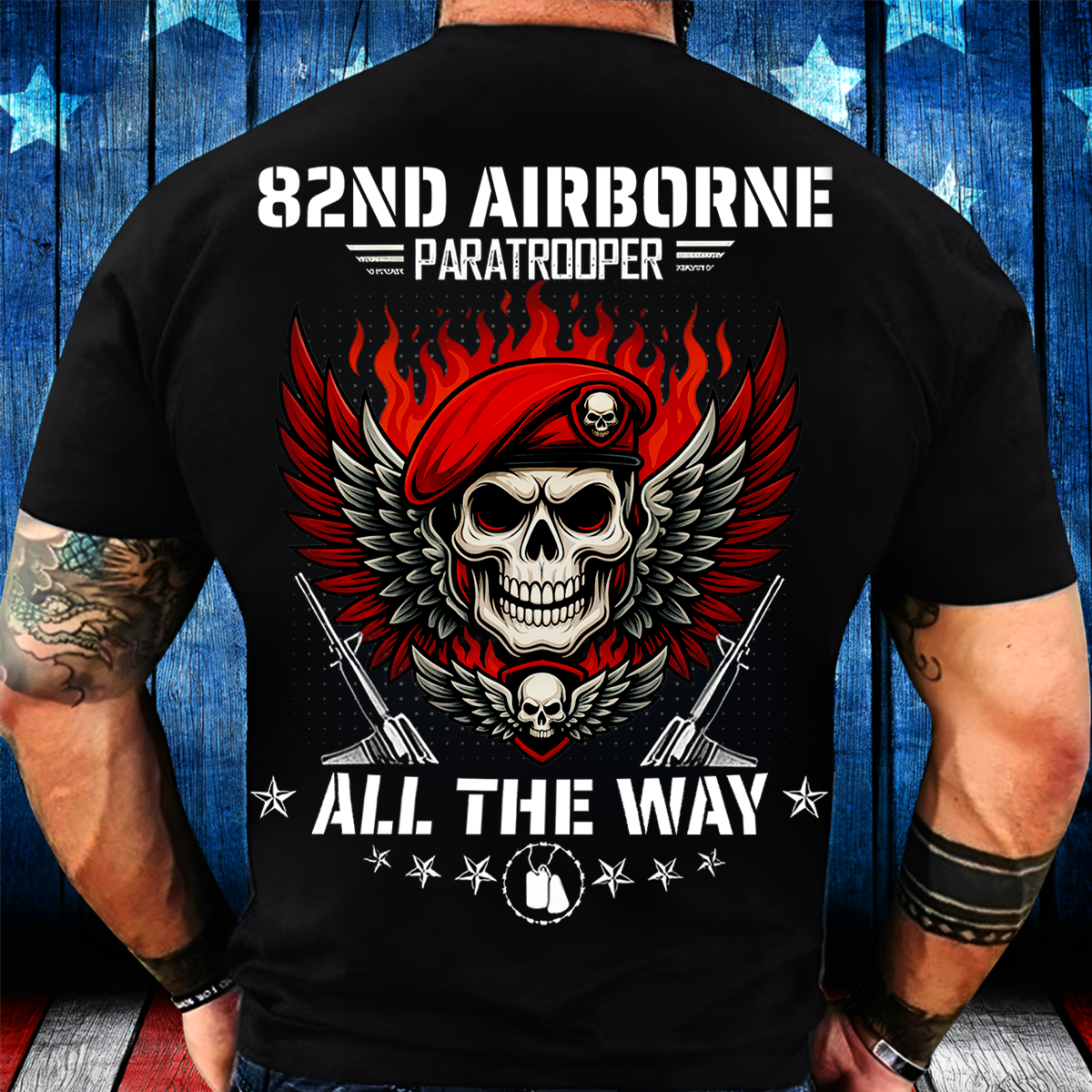 82nd Airborne Paratrooper T-Shirt – All The Way Military Veteran Tee, Gift For Veteran