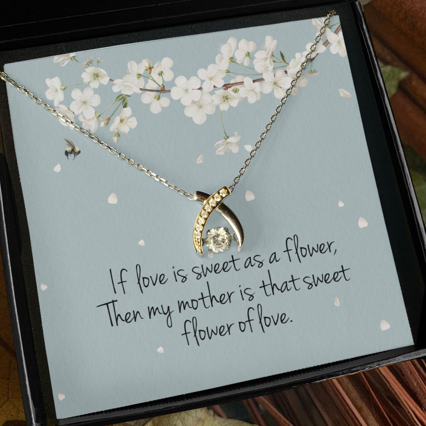 Best Gift For Mother Day Flower Of Love Wishbone Dancing Necklace