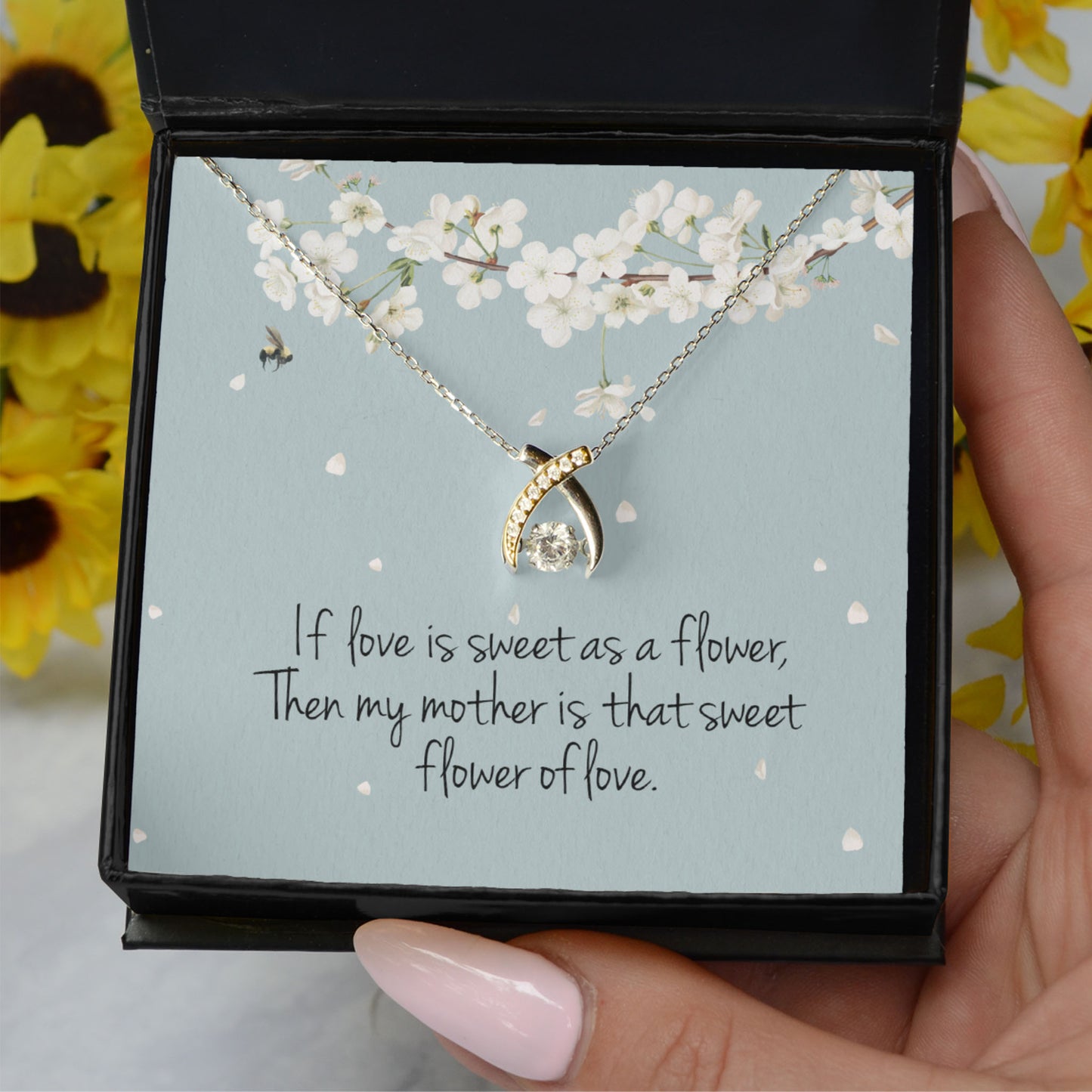 Best Gift For Mother Day Flower Of Love Wishbone Dancing Necklace