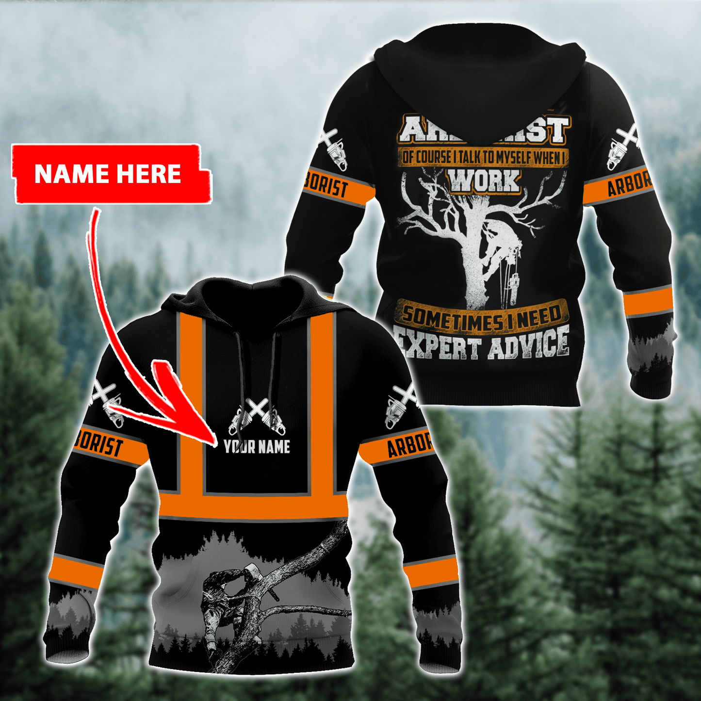 Arborist 3D Unisex Hoodie Custom Name