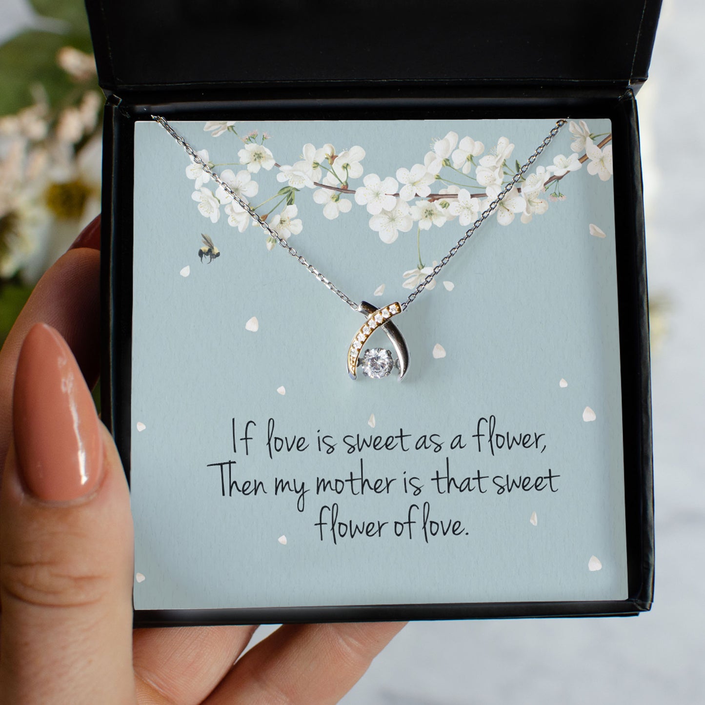 Best Gift For Mother Day Flower Of Love Wishbone Dancing Necklace