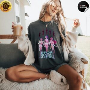Kpop Demon Hunters Heavy Cotton t shirt, Kpop Demon Tee, Demon Hunter Merch, Jinu Shirt, Mira Tshirt, Huntrix, Kpop Necklace, Demon hunters-HHT014, Gildan Unisex, Premium Quality Cotton