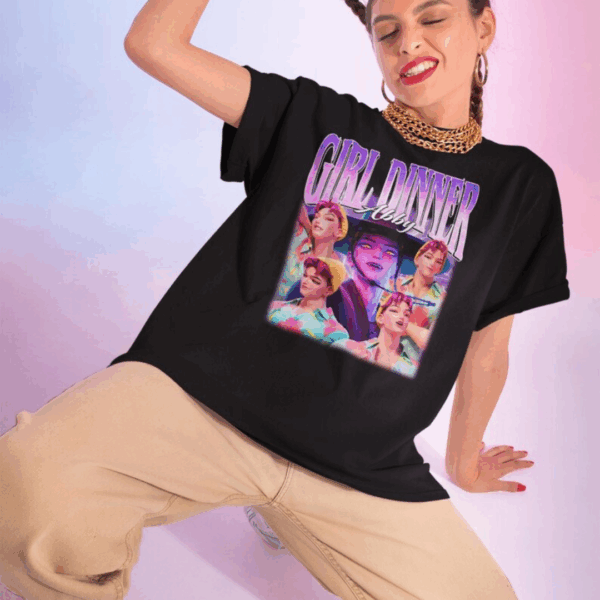 Abby Girl Dinner Shirt ,Kpop Demon Hunters Parody Tee, Funny Anime-Style Idol T-Shirt for Fans, Unisex, Basic style-HHT014, Simple Style