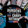 Patriotic Skull T-Shirt, Hoodie & Sweater – American Flag Veteran Apparel, “The Heaviest Burdens” Quote, USA Military Support Gift for Men, HHT011
