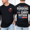 Patriotic Skull T-Shirt, Hoodie & Sweater – American Flag Veteran Apparel, “The Heaviest Burdens” Quote, USA Military Support Gift for Men, HHT011