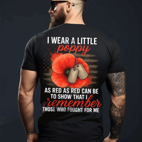 I Wear Red Poppy Flower Remember With Distressed Flag Veteran T Shirt, Hoodie & Sweater, American Tee