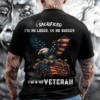US Veteran T-Shirt, I Sacrificed, I'm No Loser, I'm No Sucker, Military Eagle & Flag Design,Patriotic Apparel -HHT014, Vintage Fashion, Classic Styles for Everyone